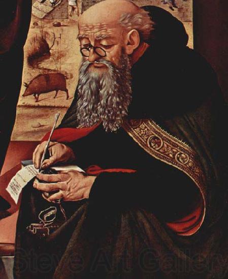 Piero di Cosimo Saint Anthony with pig in background, c. 1480 Spain oil painting art